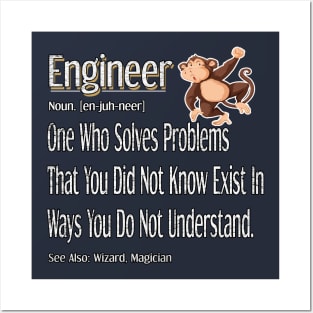 Funny Engineer Definition Awesome Engineering Gift For Monkey Lovers Posters and Art